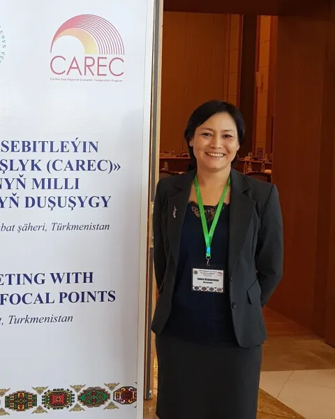 Janna Ustemirova at the consultation meeting of CAREC National Focal Points, Ashgabat, 2018